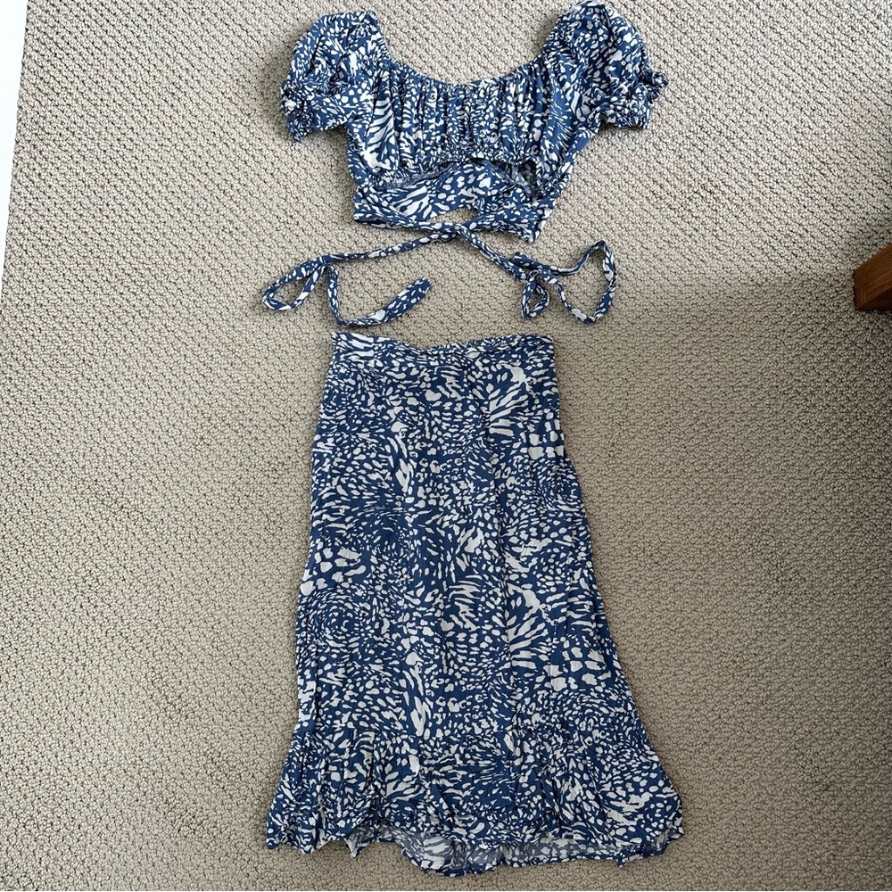 Blue and White Two-Piece Set